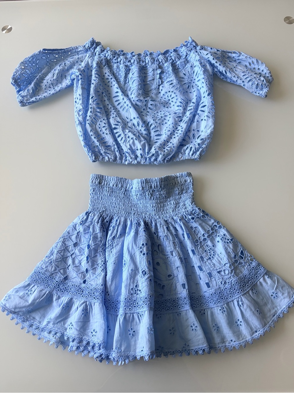 Temptation Positano Italy  Lace Skirt and Top Girls Blue Set Sz XL